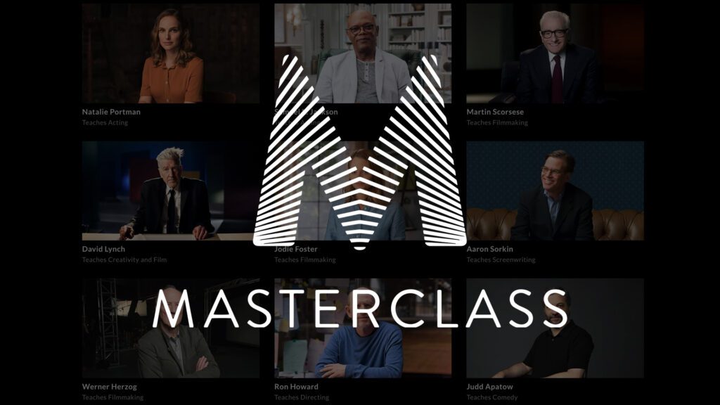 MasterClass instructors collage featuring famous chefs, actors, and writers.