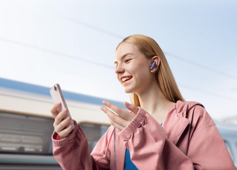 Anker Soundcore Liberty 4 NC wireless earbuds in charging case, showcasing sleek design and portability.