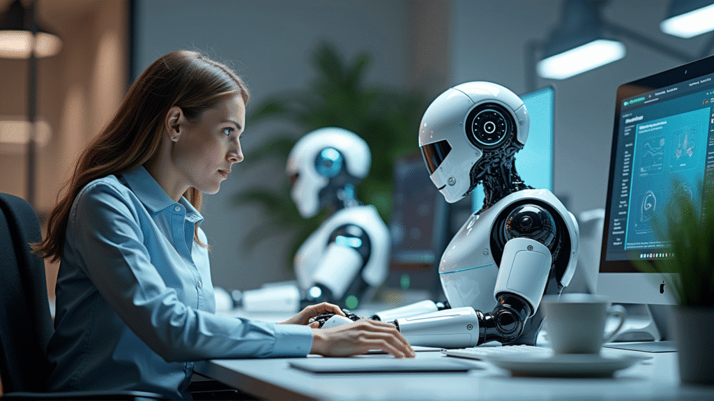 Human writer collaborating with Jasper AI for enhanced content creation."