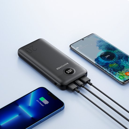 RAVPower PD Pioneer 20000mAh power bank charging multiple travel devices