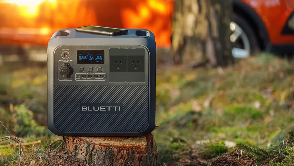 Side-by-side view of Bluetti and EcoFlow portable power stations, highlighting design differences