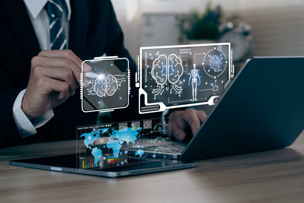 A person working interactively with Future of AI system, demonstrating human-AI collaboration