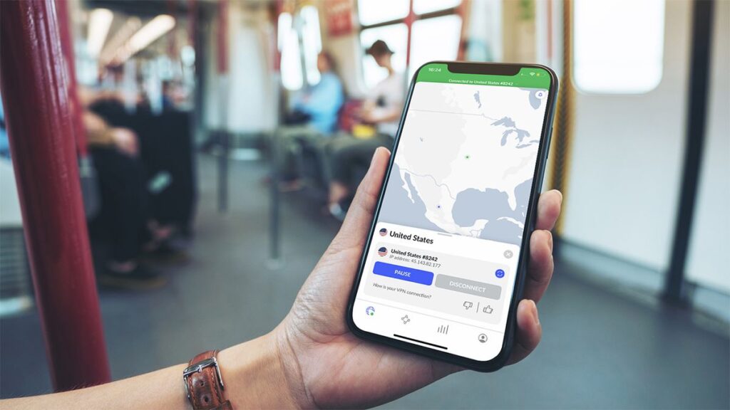 NordVPN app interface showing quick connect and settings