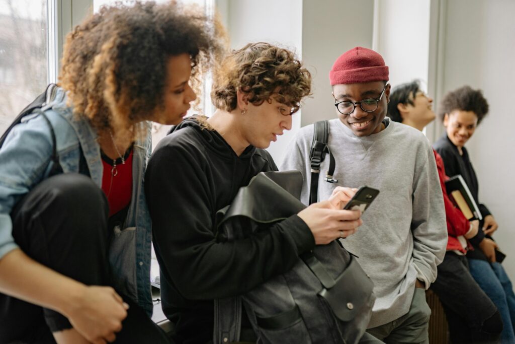 Gen Z friends sharing an authentic, unposed moment on social media.