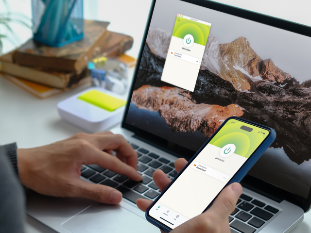 ExpressVPN desktop app interface 2025 showing server selection and connection status