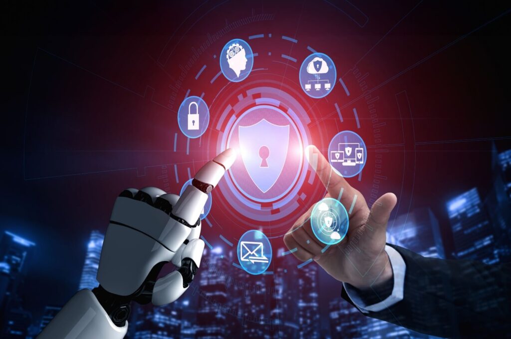 A visual representation of AI Business Automation connecting different business departments in 2025