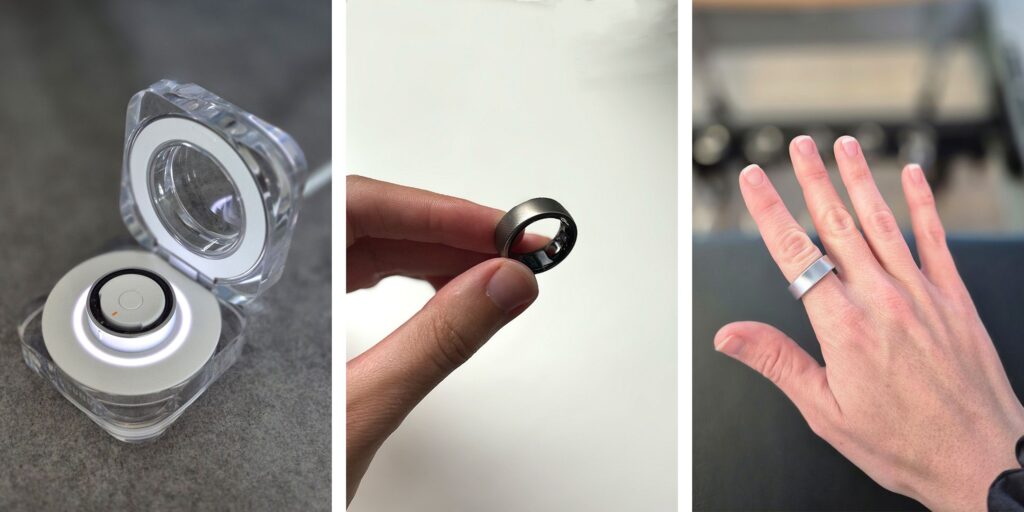Top 10 Must-Have Gadgets of 2025 A person wearing a sleek, modern smart ring that monitors health and wellness data.