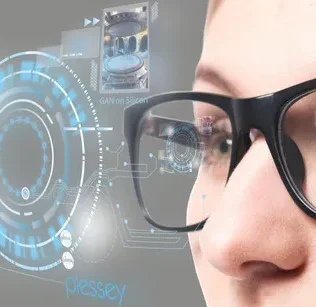 Top Wearable Tech Devices You Need in 2025 for Health & Productivity A person wearing Vital Smart Glasses, demonstrating augmented reality for enhanced focus and productivity