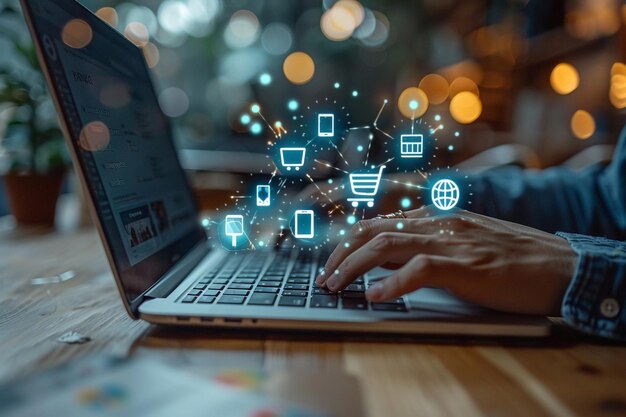 An image demonstrating a content creator using a generative AI tool to automate the design process for a marketing campaign."
